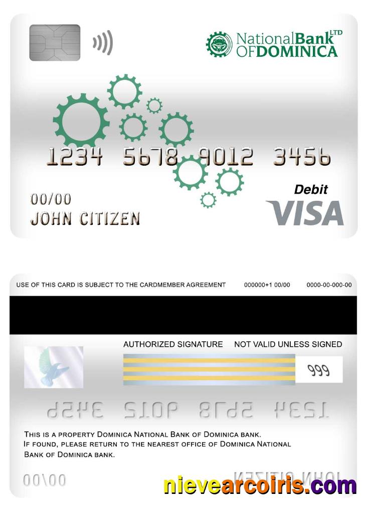 Dominica National Bank of Dominica bank visa debit card